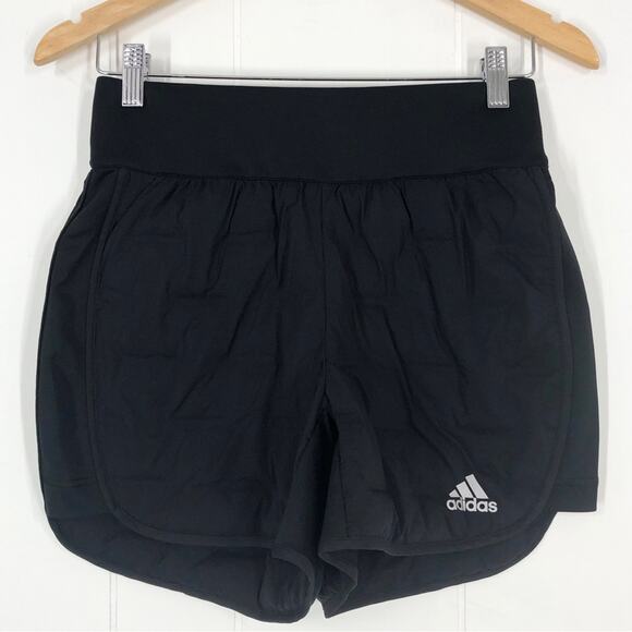 Adidas X-City Padded Running Short High Rise Drawstring Pockets 4" Size XS Black - Picture 1 of 15